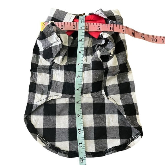 NWOT Stylish Black and White Checkered Dog Shirt with Red Bow Tie Size M - Picture 4 of 7